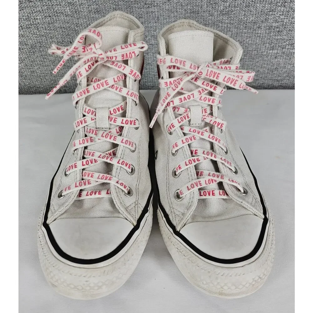 CONVERSE KIDS WHITE CHUCK TAYLOR ALL STAR EMBROIDERED HEARTS HIGH-TOPS SIZE 4
